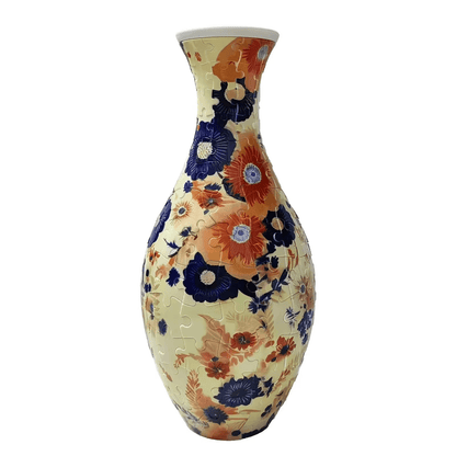 peony 3d puzzle flower vase orange navy floral pattern DIY vase kit decorative home decor Mother's Day gift idea — White, Blue, Crane, Pinecone, Peony, Deep Blue, Yellow Flower, Sunflower, Boat, Orchid, Starry Night, Plum Blossom, Panda, Bird, Blue Flower