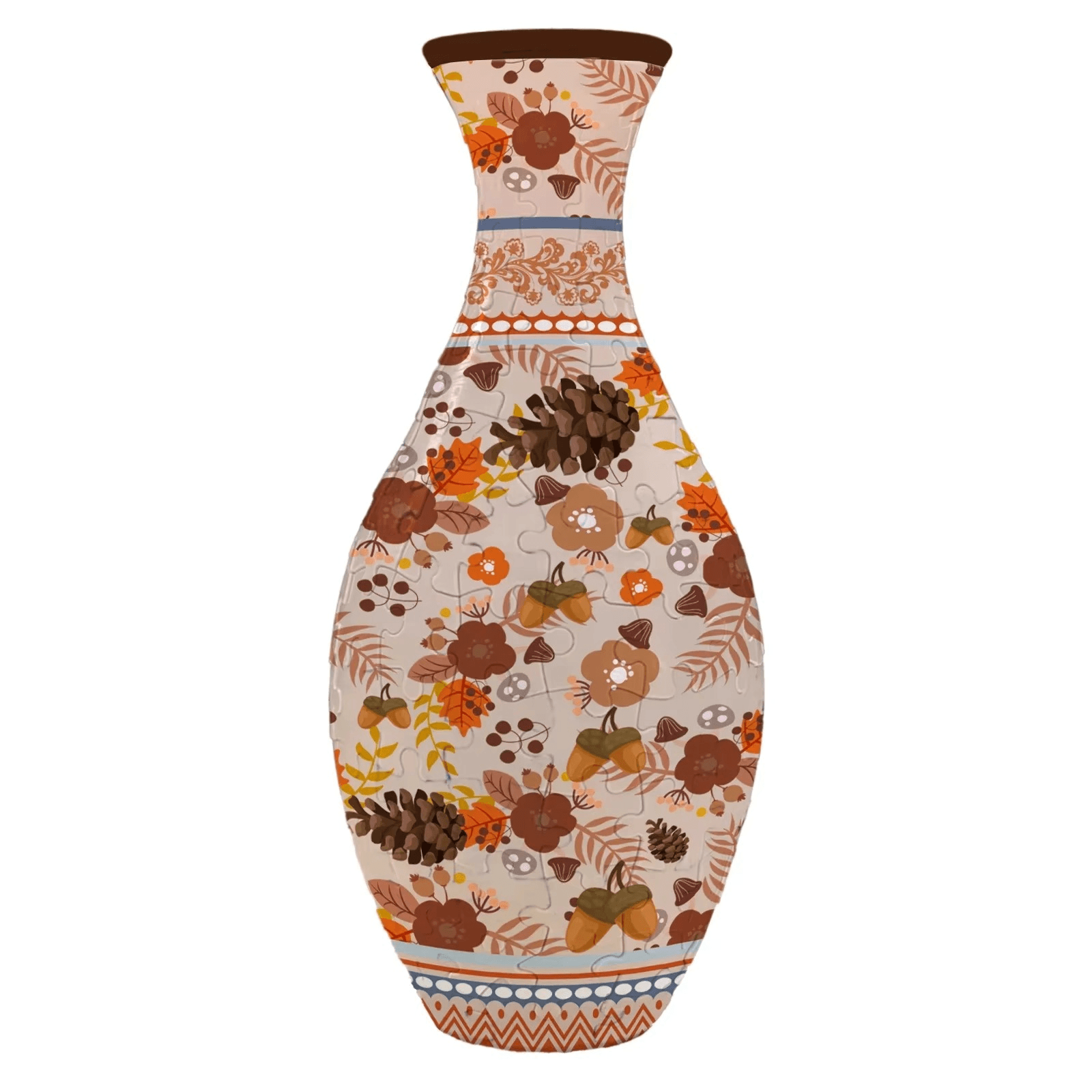 pinecone 3d puzzle vase autumn floral pattern 160 piece DIY flower vase kit fall home decor gift for craft lovers — White, Blue, Crane, Pinecone, Peony, Deep Blue, Yellow Flower, Sunflower, Boat, Orchid, Starry Night, Plum Blossom, Panda, Bird, Blue Flower