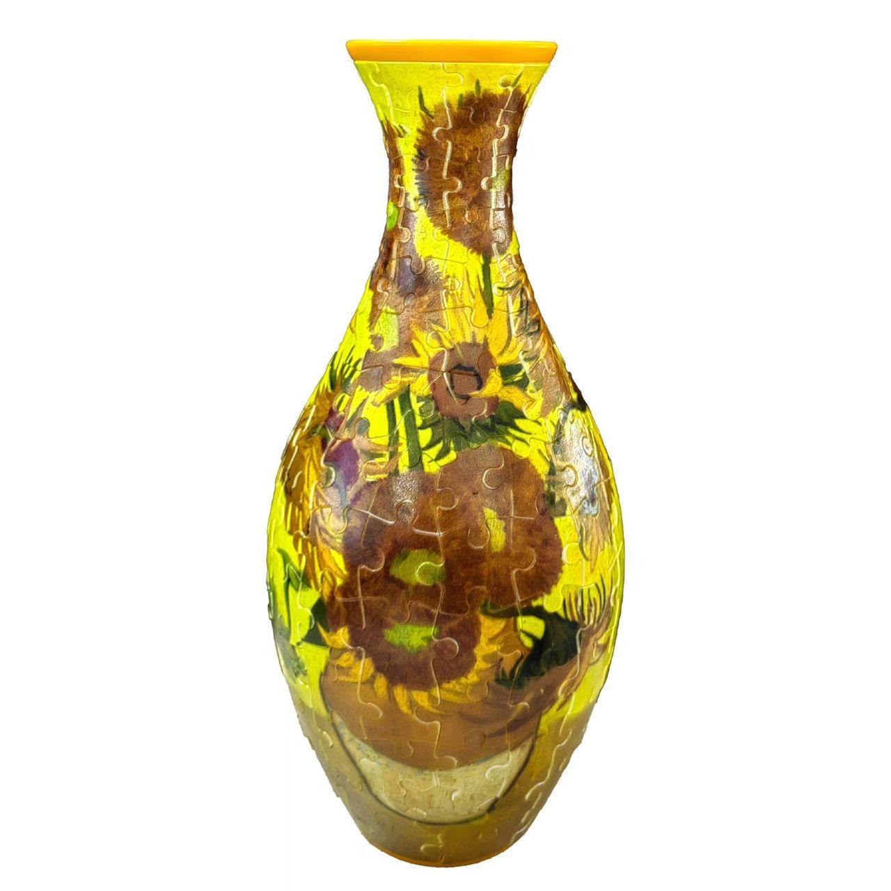 sunflower 3d puzzle flower vase Van Gogh inspired pattern DIY vase kit decorative home decor gift for art lovers — White, Blue, Crane, Pinecone, Peony, Deep Blue, Yellow Flower, Sunflower, Boat, Orchid, Starry Night, Plum Blossom, Panda, Bird, Blue Flower