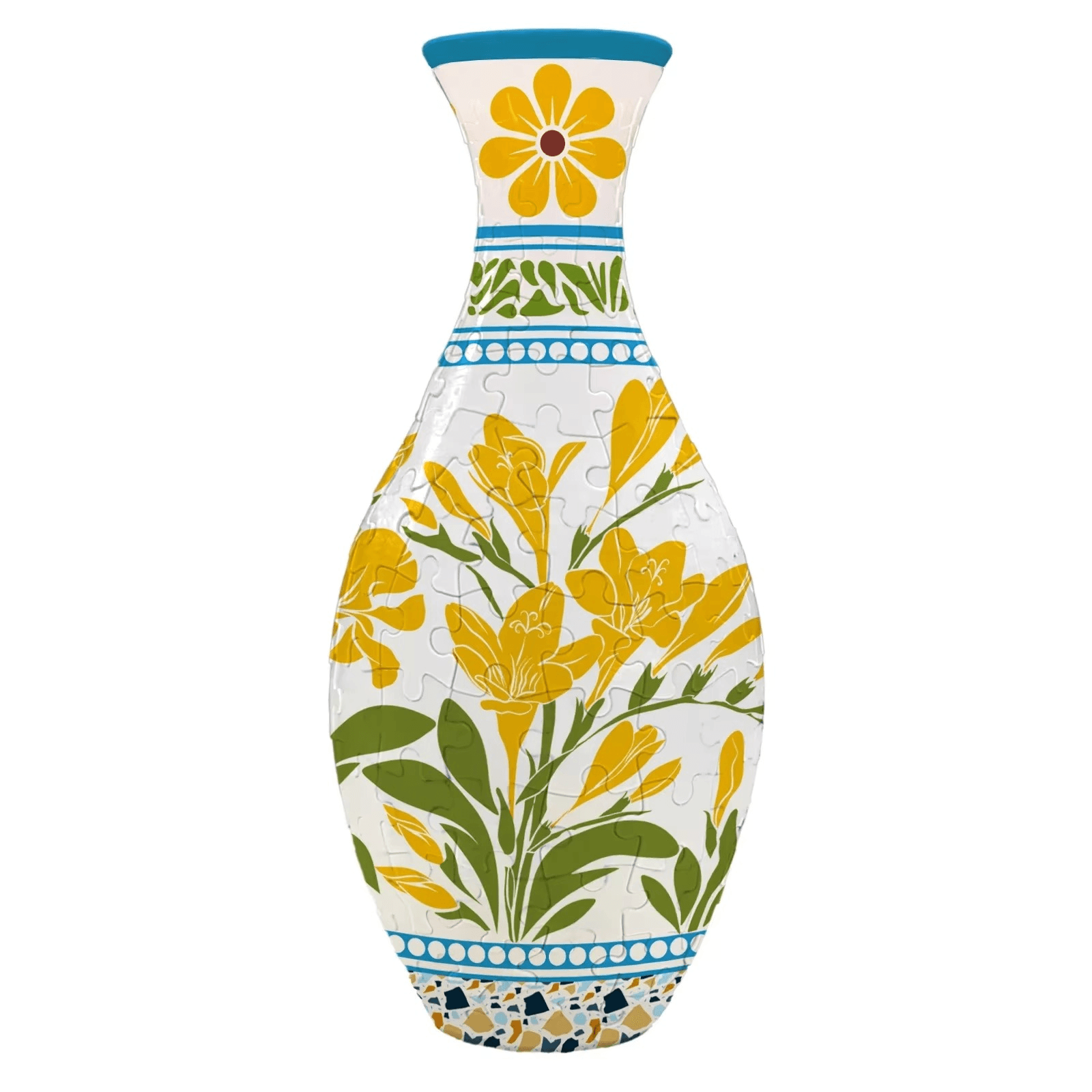 yellow flower 3d puzzle vase yellow lily floral pattern 160 piece DIY vase kit decorative home decor gift for mom — White, Blue, Crane, Pinecone, Peony, Deep Blue, Yellow Flower, Sunflower, Boat, Orchid, Starry Night, Plum Blossom, Panda, Bird, Blue Flower