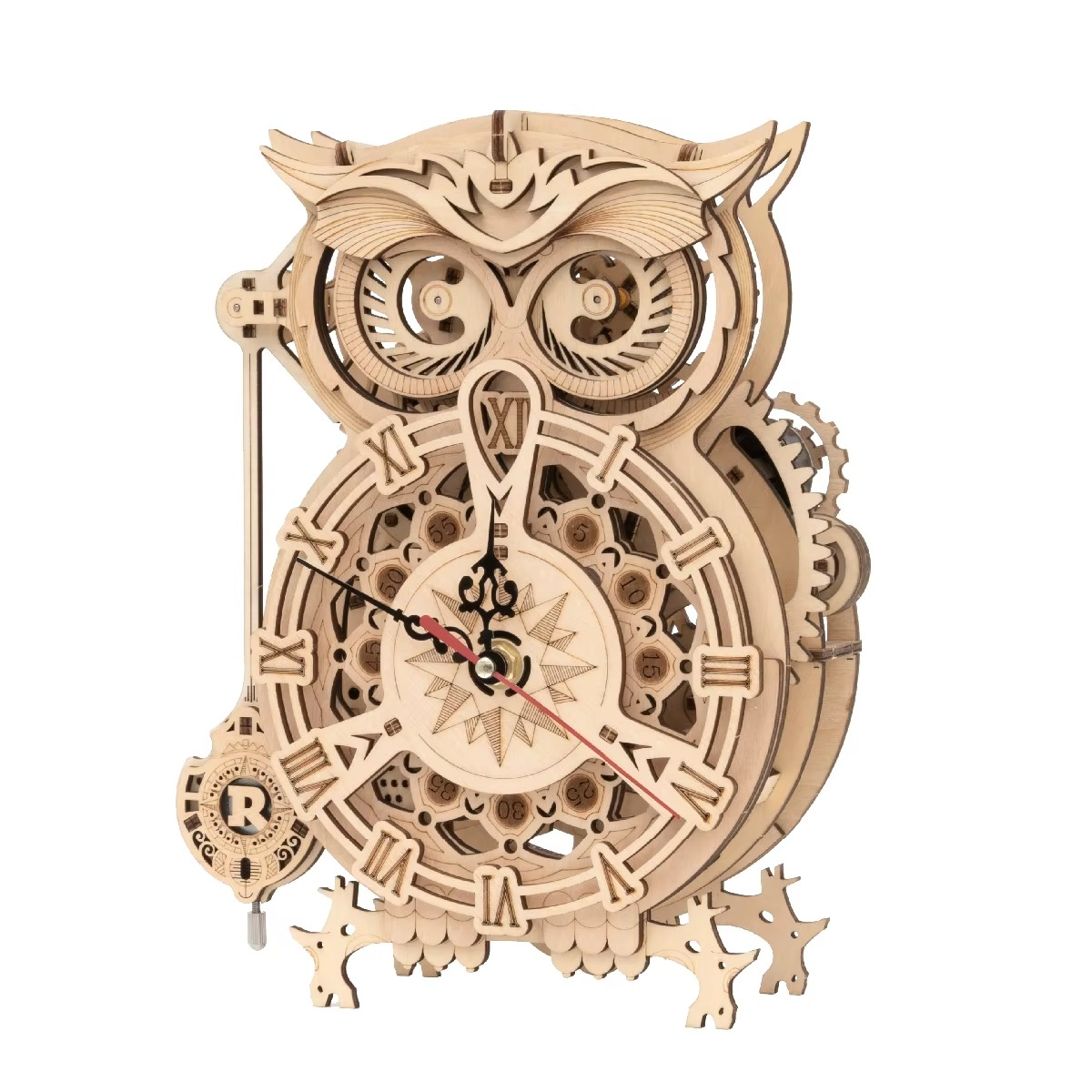 161pcs Creative DIY 3D Owl Clock Wooden Model Building Block Kits Assembly Toy Gift for Children Adult LK503