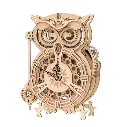 161pcs Creative DIY 3D Owl Clock Wooden Model Building Block Kits Assembly Toy Gift for Children Adult LK503