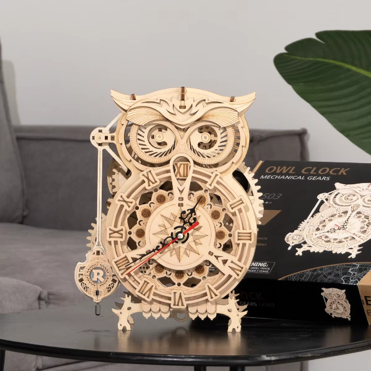 161pcs Creative DIY 3D Owl Clock Wooden Model Building Block Kits Assembly Toy Gift for Children Adult LK503