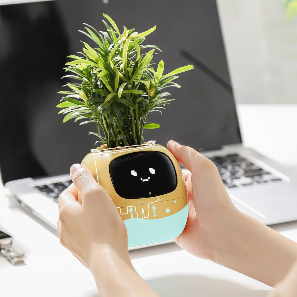 indoor smart planter with built-in water reservoir wifi tuya app integration plant care notifications – Yellow, Green, Pink, Purple, White