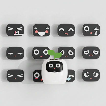 cute ai pot lcd face shows plant moods four environmental sensors moisture light temperature humidity – Yellow, Green, Pink, Purple, White