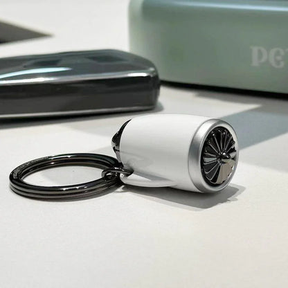 metalmorphose belgian aviation keychain miniature jet engine model gunmetal split ring aerospace engineer gift