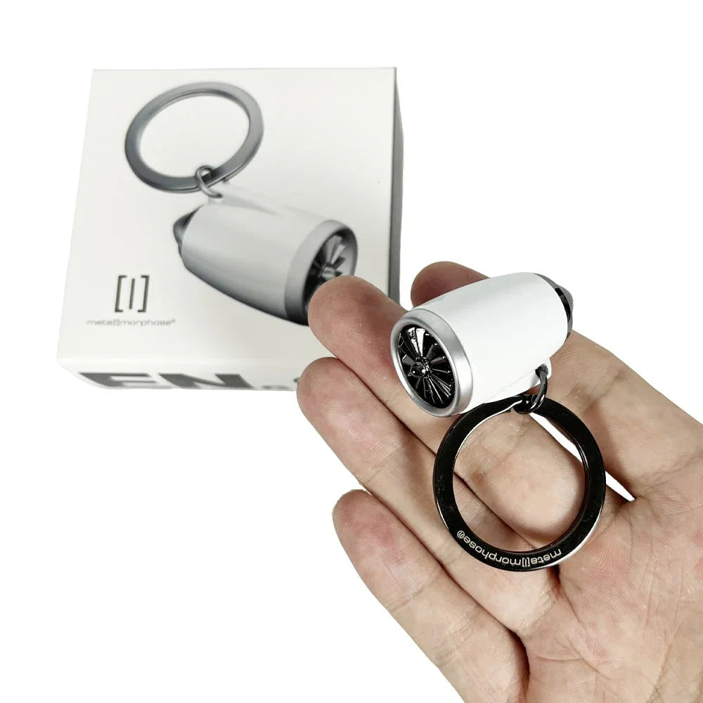 high bypass turbofan engine miniature replica chrome nacelle 14 blade fan spinning fidget keyring for flight crew
