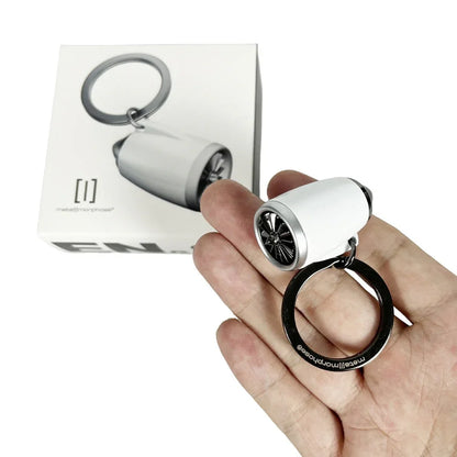 high bypass turbofan engine miniature replica chrome nacelle 14 blade fan spinning fidget keyring for flight crew