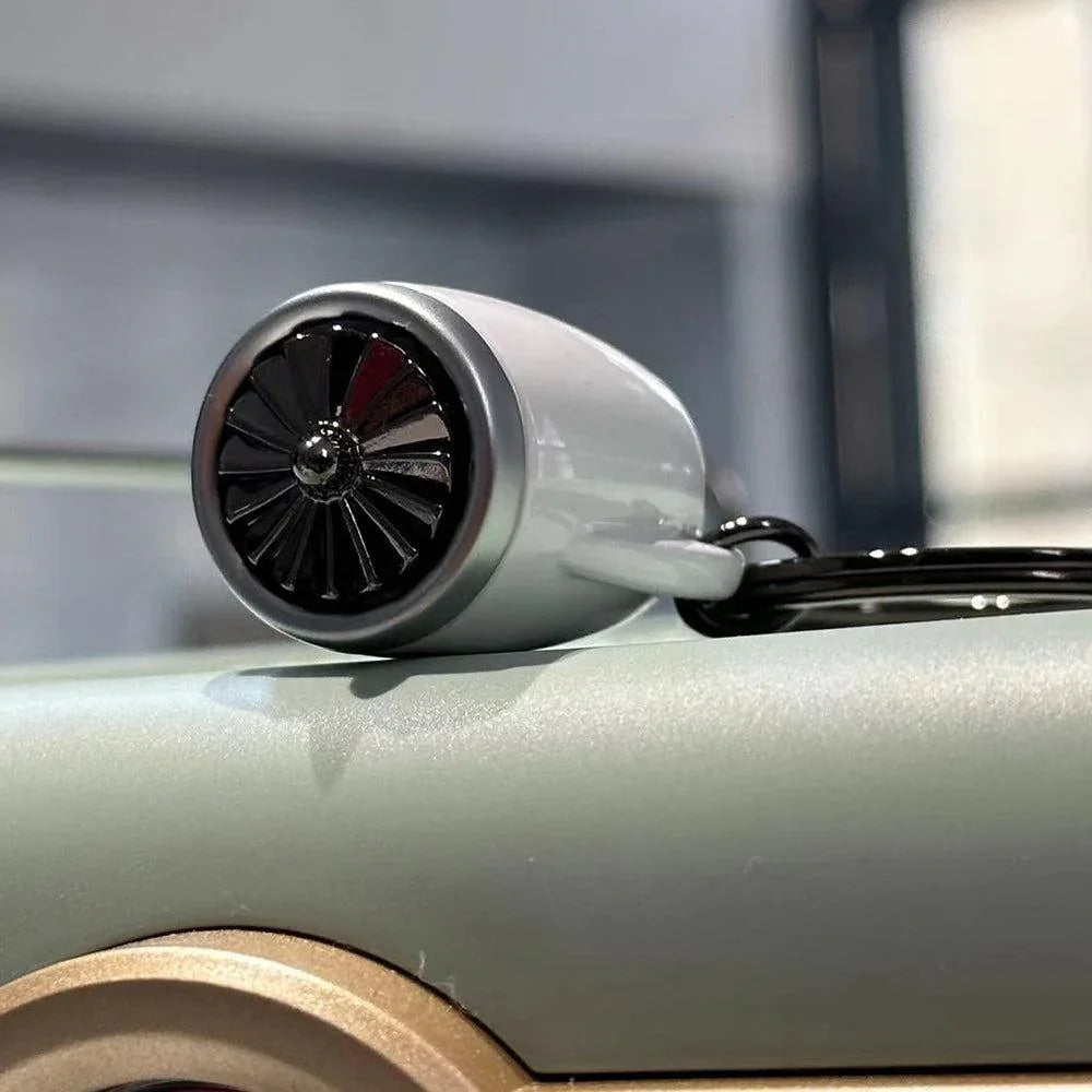 miniature aircraft engine keyring with rotating fan blades aerospace student gift cockpit briefing fidget toy