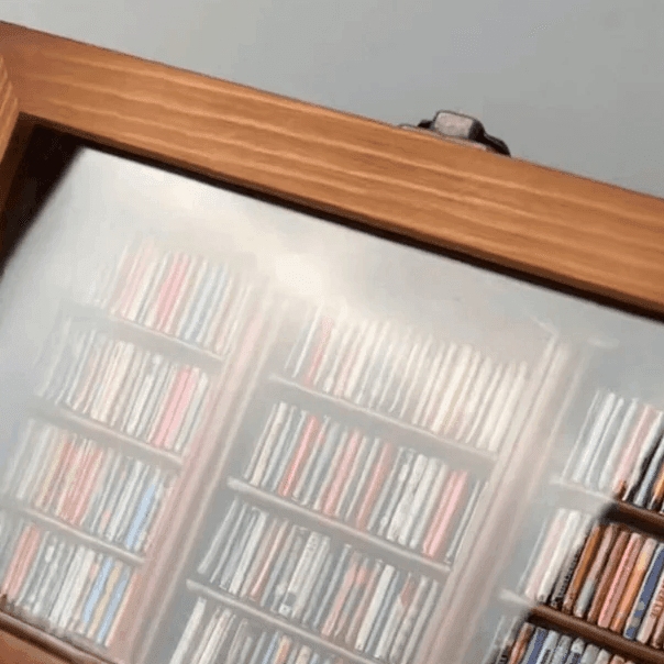 anxiety bookshelf dimensions diagram 254mm 10in wide 203mm 8in tall 76mm 3in deep wooden frame mini book display