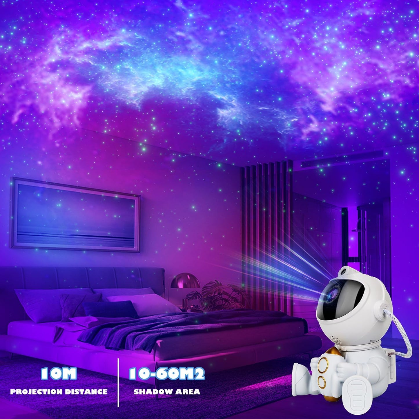 Puzzloria Astronaut Star Projector Galaxy Night Light with Nebula Effects and Remote Control