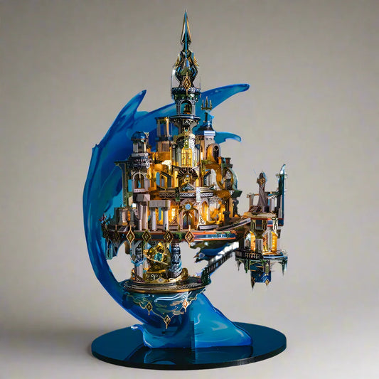 atlantis metal puzzle kit for adults 280 piece 3d model of the lost city in stainless steel and gold brass