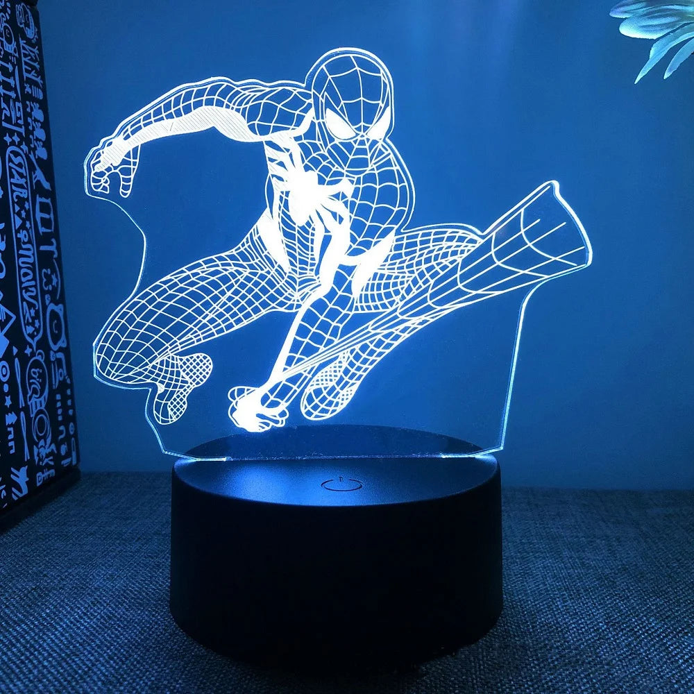 avengers night light with iron man captain america and spider man on one panel, marvel bedroom lamp gift, Avengers Trio