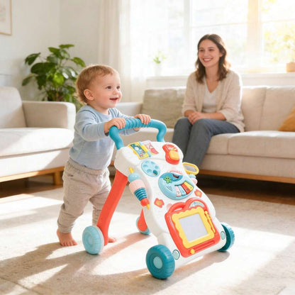 baby push walker living room first steps mom sensory motor skill development toy 6 month gift idea - Blue