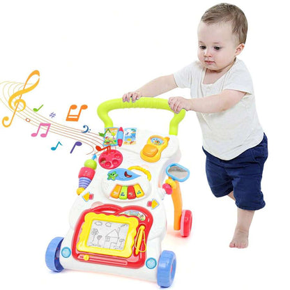 baby walker push toy with piano music keys spinning roller pretend phone first steps activity center 6m+ - Multicolor