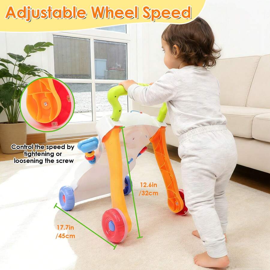 baby walker adjustable wheel speed control screw toddler first steps walker dimensions infographic 6 month - Multicolor
