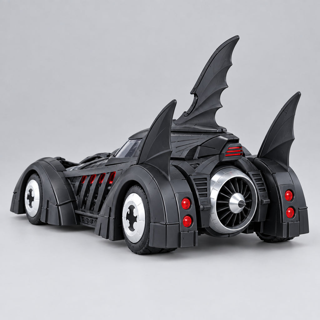 Batman Forever Batmobile toy car with rear jet turbine and bat wing fins, alloy 1/18 model for Batman collectors, 1995 1 Tail