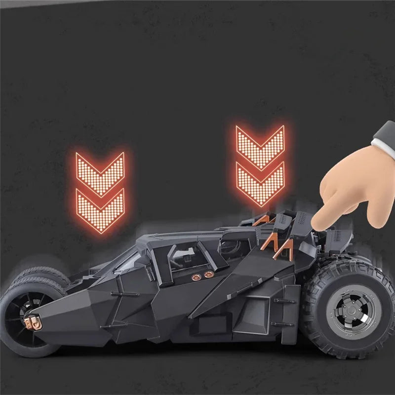 Interactive Batman Tumbler diecast car with sound and light effects, Batmobile toy car gift for teens and collectors, 2008 Black