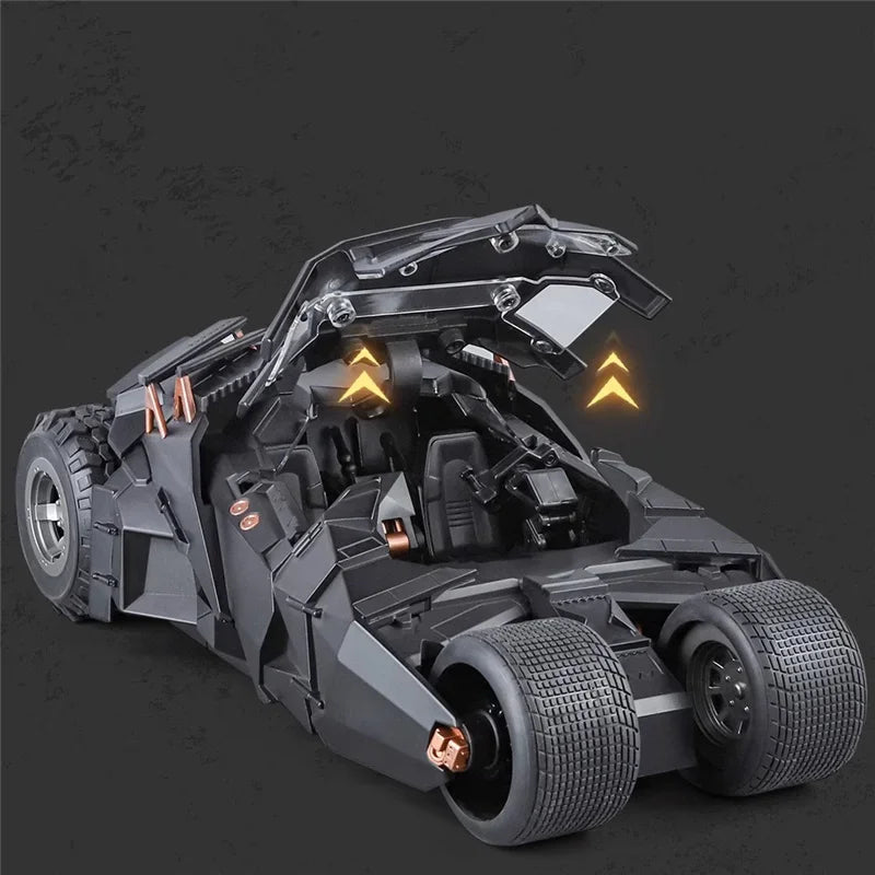 Batmobile Tumbler model car with opening cockpit and light-up interior, diecast Batman car toy gift for adults, 2008 Black