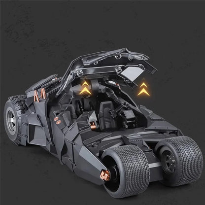 Batmobile Tumbler model car with opening cockpit and light-up interior, diecast Batman car toy gift for adults, 2008 Black