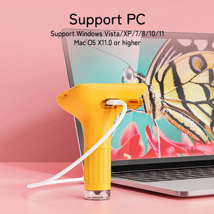Big Screen microscope connected to laptop via USB-C Windows and macOS support butterfly on screen 3256809553705701-Y, 3256809553705701-W, 3256809553705701-P, 3256809553705701-PU