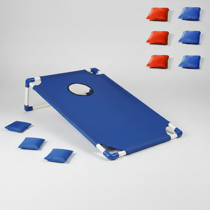 blue cornhole board with 6 bean bags foldable toss game for lawn beach and family game night, Blue Board, 2 Boards (Red + Blue)