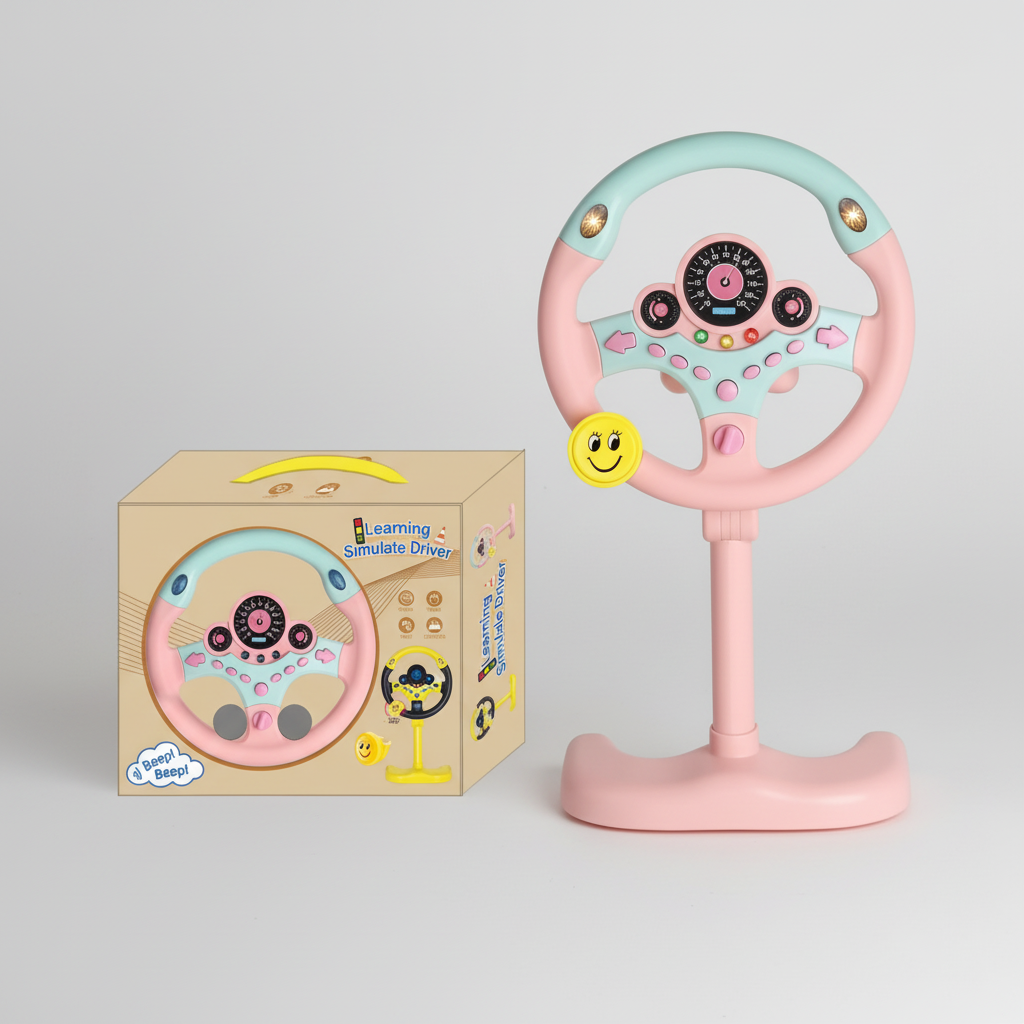 kids steering wheel toy, toddler car seat toy, simulation steering wheel, interactive driving toy, baby steering wheel, travel toy for toddlers, stroller toy, pretend driving toy, toy steering wheel with lights and sounds, educational toy for kids, gift for toddlers 3256807605937510-PB 3256807605937510-PW