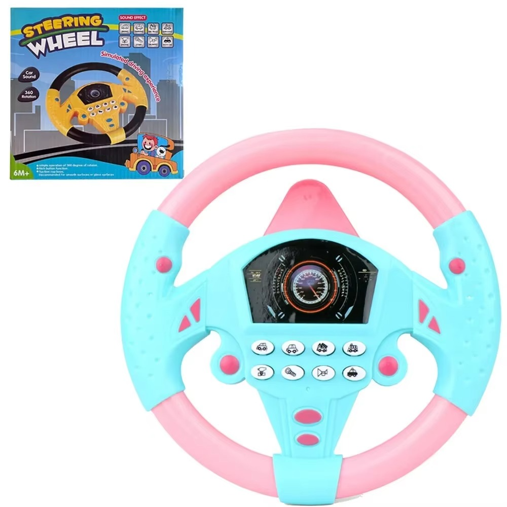 Girls Kids steering wheel toy with LED lights sound effects car seat stroller travel toy for toddlers 3256807605937510-PB 3256807605937510-PW