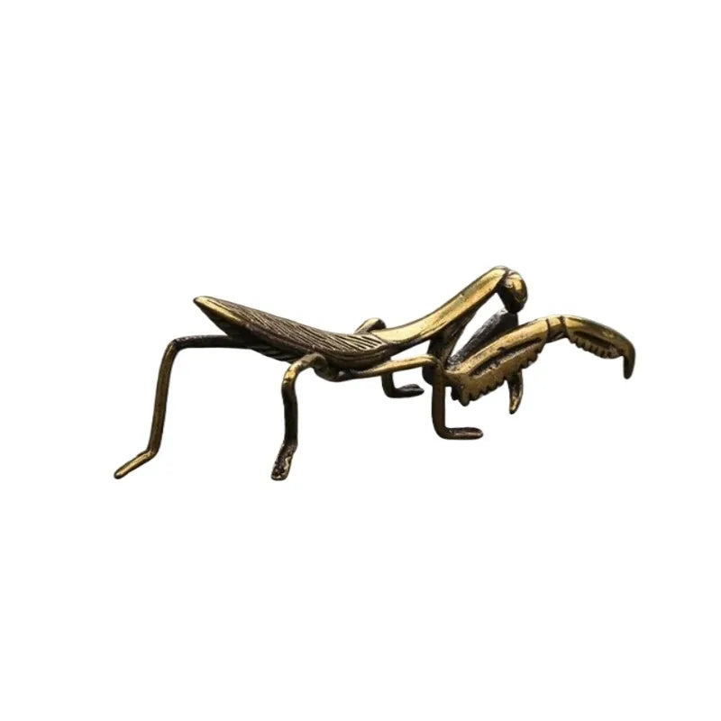 vintage brass figurine gift for a tea lover or insect collector, mini animal ornament for a home office