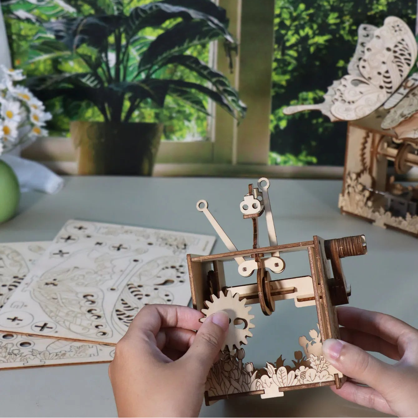 hand assembly butterfly music box wooden puzzle DIY scale shot relaxing craft kit for adults beginner hobby project