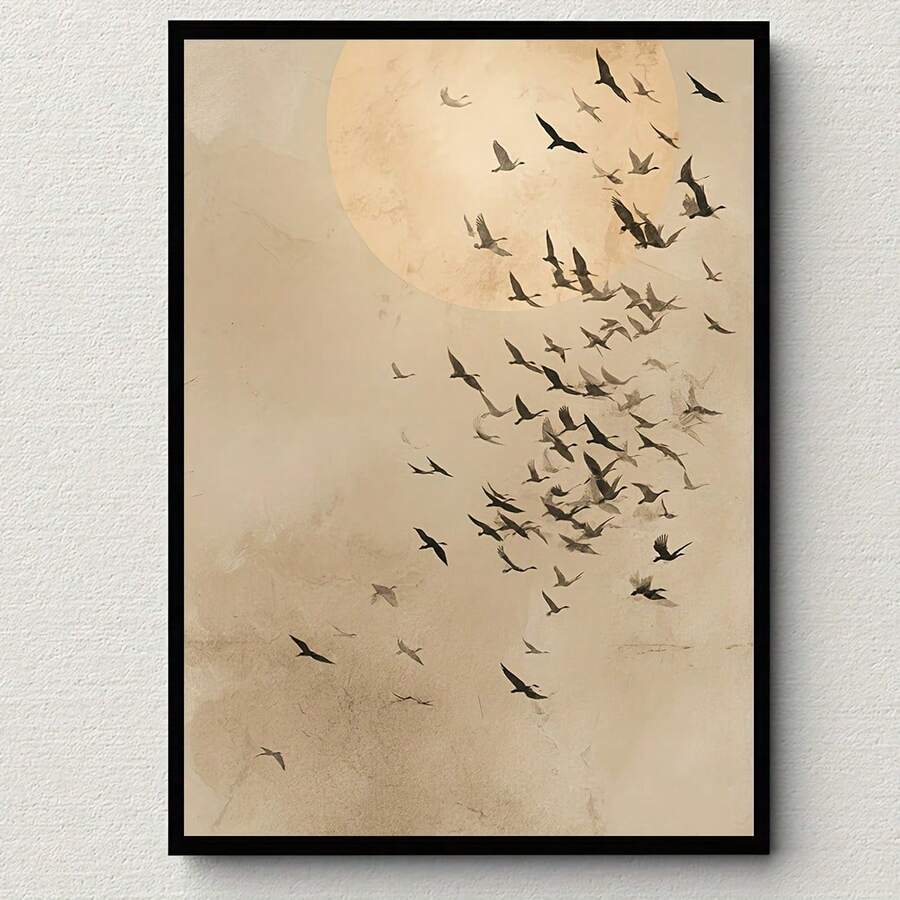 minimalist Japanese print flock birds moon canvas decor - 1778357099759_755, 1778357099759_465, 1778357099759_463, 1778357099759_998
