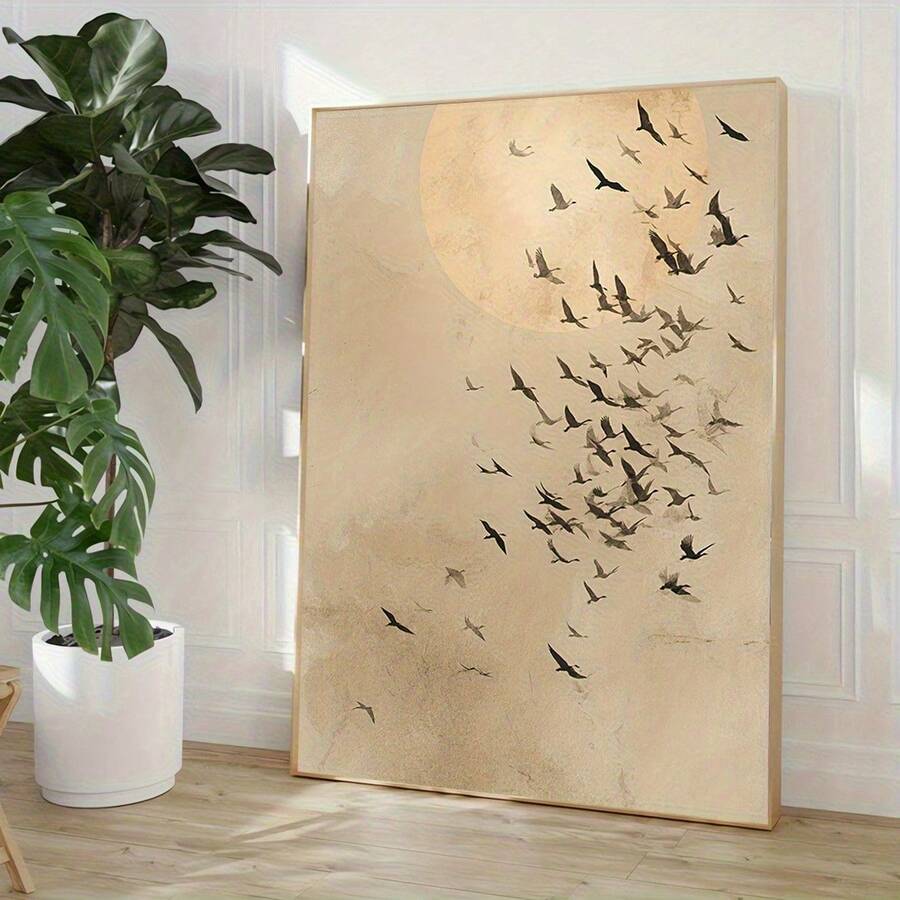 Japanese minimalist wall art flock goose moon framed - 1778357099759_755, 1778357099759_465, 1778357099759_463, 1778357099759_998