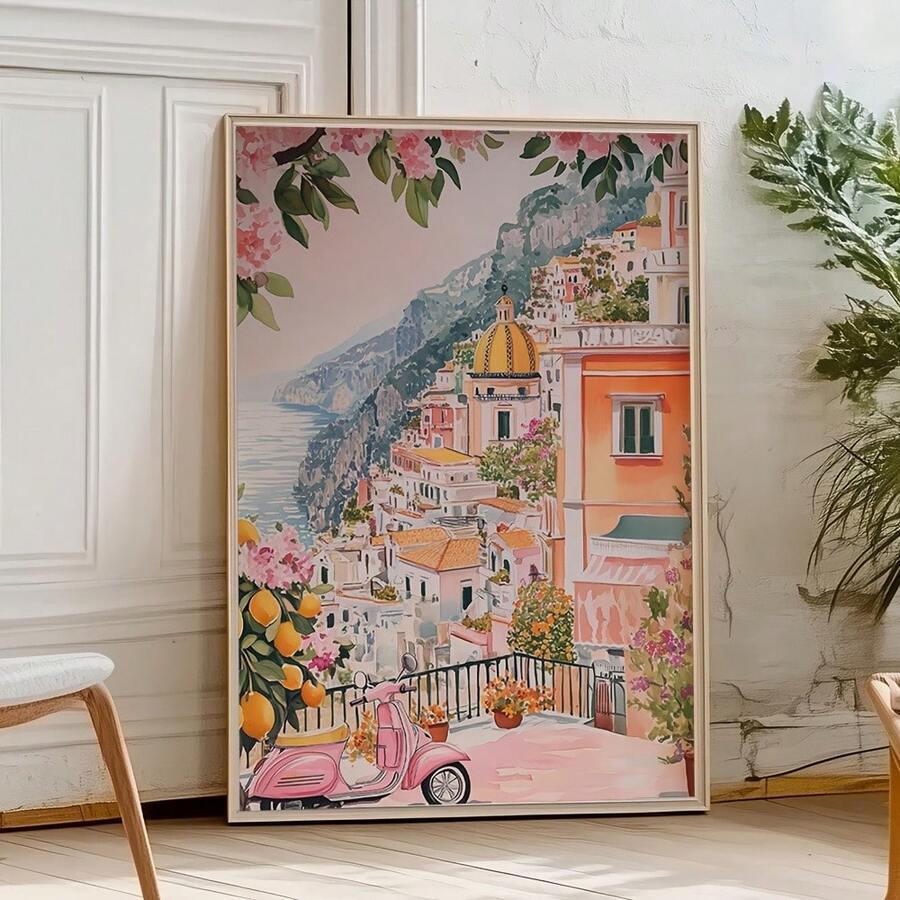 pink Mediterranean wall art Italy travel canvas print - 1778357125275_573, 1778357125275_943, 1778357125275_319, 1778357125275_413