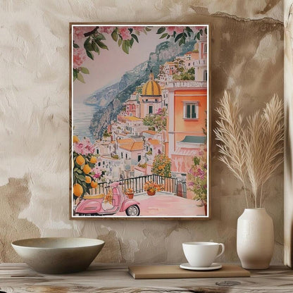 Italy Amalfi pink art print bedroom kitchen wall decor - 1778357125275_573, 1778357125275_943, 1778357125275_319, 1778357125275_413