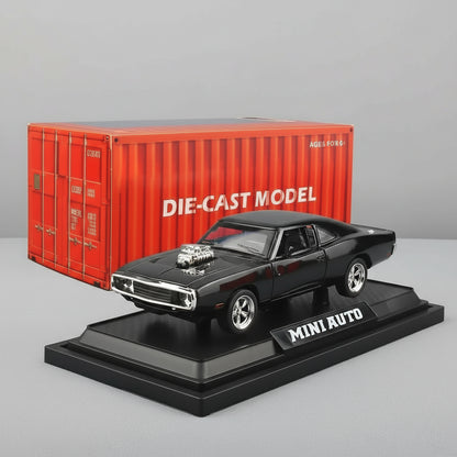 Black 1970 Charger diecast model car 1:32 scale with opening doors hood trunk and pull back motor