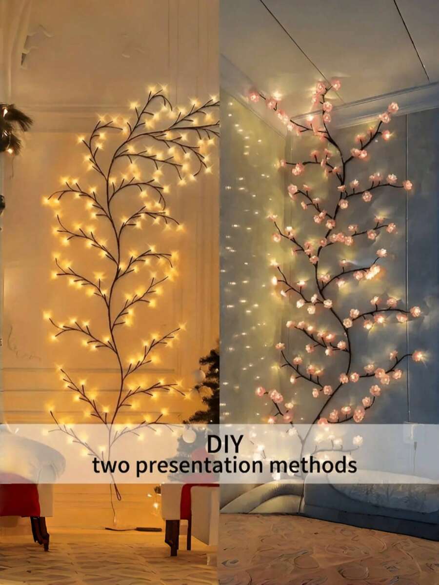 DIY cherry blossom branch LED light installation methods pink sakura wall hanging - 1778350905030_475, 1778350905030_470, 1778350905030_194