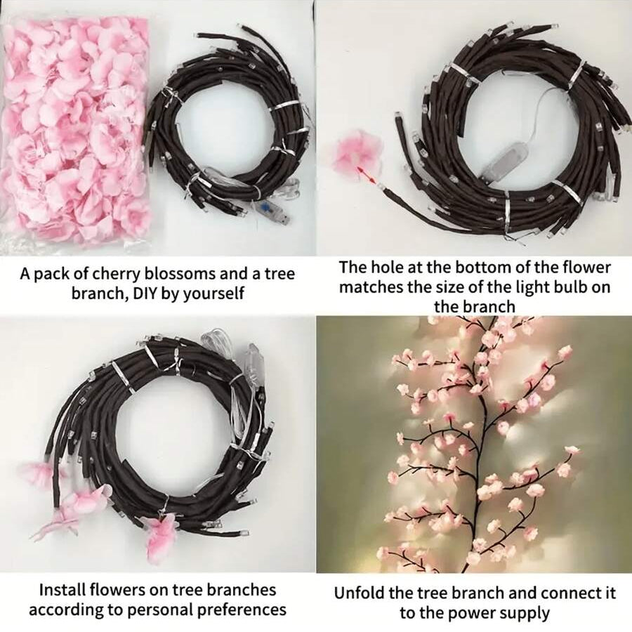 DIY cherry blossom flower assembly LED branch light installation steps pink kit - 1778350905030_475, 1778350905030_470, 1778350905030_194