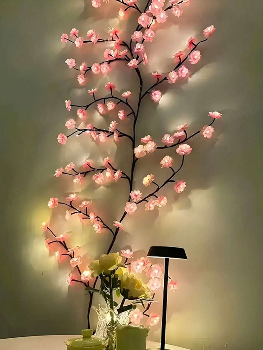 pink cherry blossom branch LED light wall hanging desk corner romantic ambient - 1778350905030_475, 1778350905030_470, 1778350905030_194