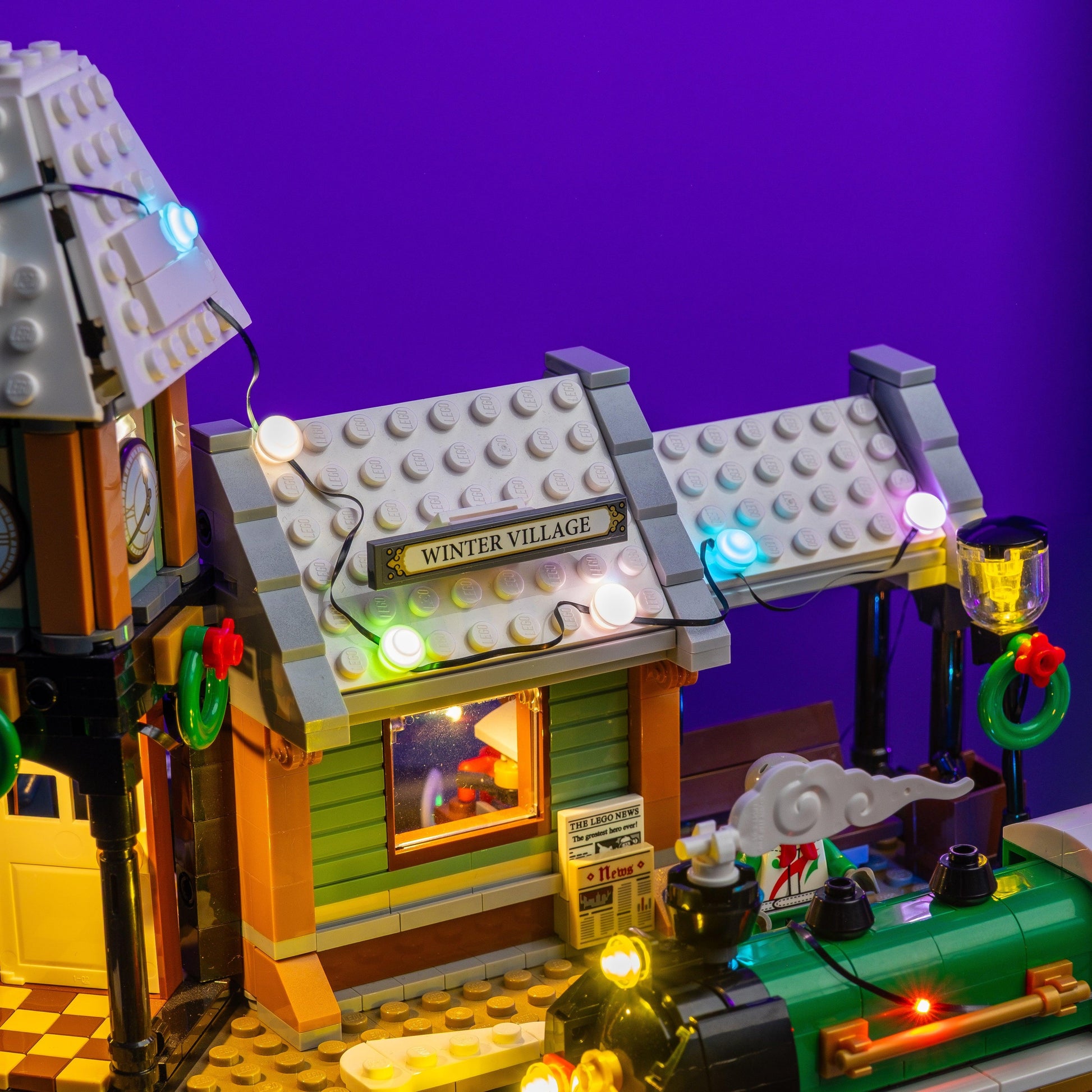 light kit bundle for Christmas LEGO sets transforms finished builds into illuminated glowing display models