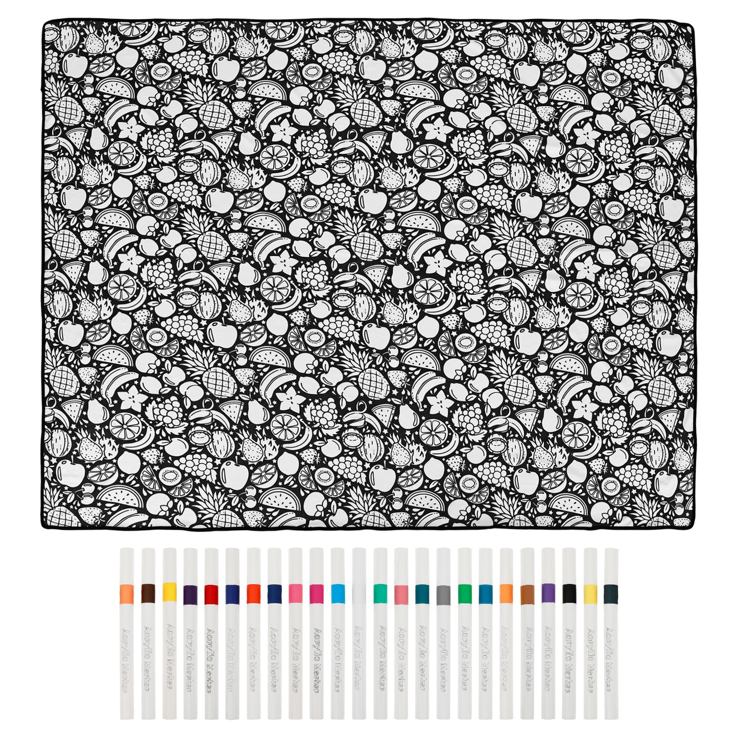 coloring blanket with 24 acrylic markers fruit doodle velvet throw diy craft gift for kids and adults, Fruits