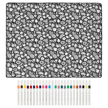 coloring blanket with 24 acrylic markers fruit doodle velvet throw diy craft gift for kids and adults, Fruits