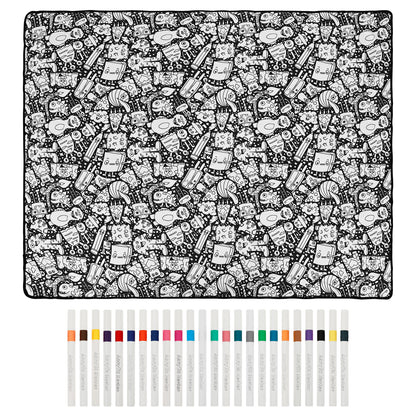 color your own blanket cartoon creature doodle print with 24 markers cozy velvet throw gift, Doodle Monsters