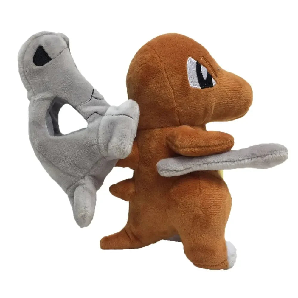 cubone plush with removable skull helmet and bone club, pokemon soft toy accessory set for fans of gen 1