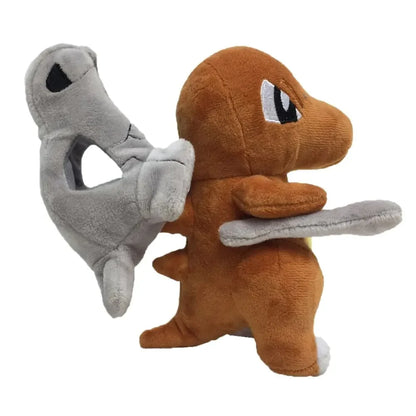cubone plush with removable skull helmet and bone club, pokemon soft toy accessory set for fans of gen 1