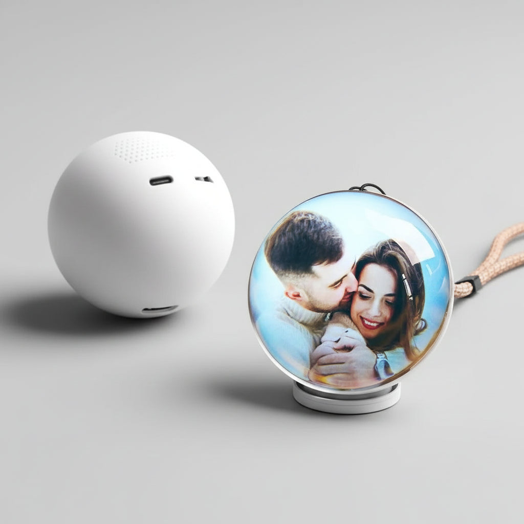 Memory Capsul Video Crystal Ball 3D Memory Orb - 2.7" Display LED Photo Sphere 4GB Memorial Gift - White