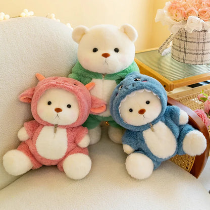 Cute soft teddy bear plush toy with removable hoodie outfit