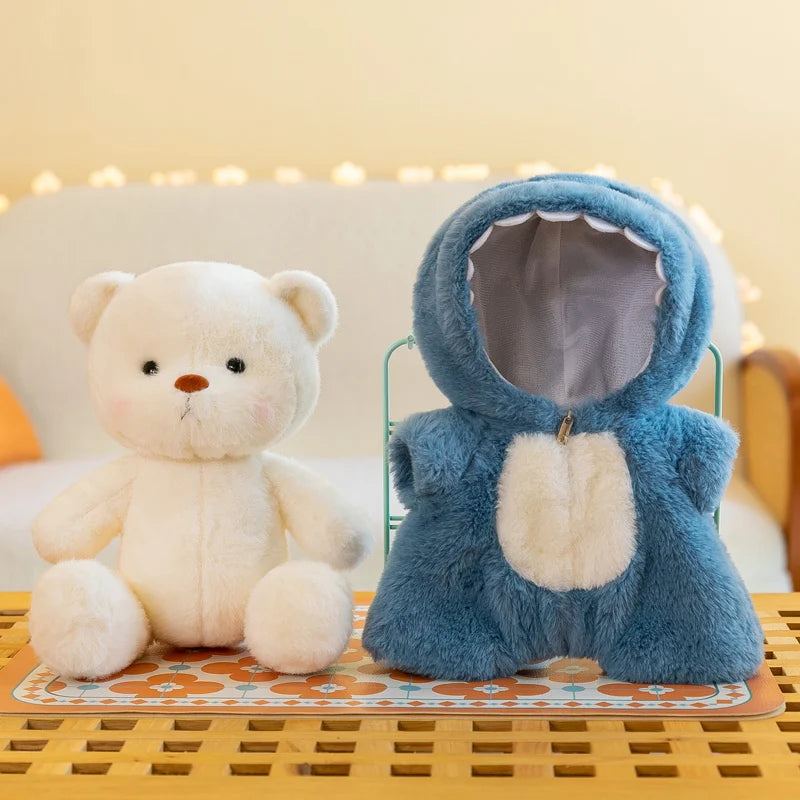 Cute soft teddy bear plush toy with removable hoodie outfit