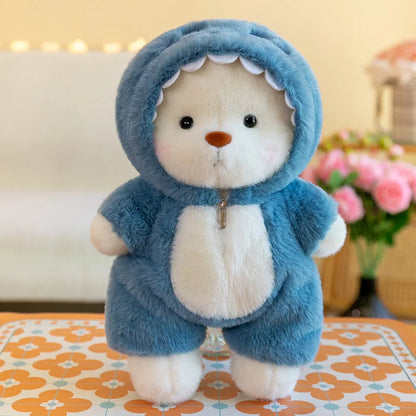 Cute soft teddy bear plush toy with removable hoodie outfit