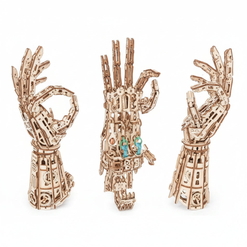articulated wooden hand pose variations 3d puzzle for adults wooden robot hand mechanical gauntlet kit cyber hand display