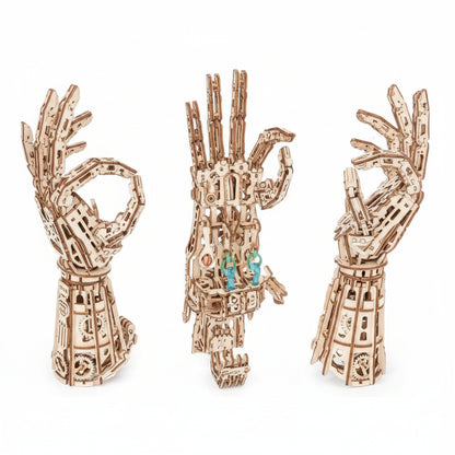 articulated wooden hand pose variations 3d puzzle for adults wooden robot hand mechanical gauntlet kit cyber hand display